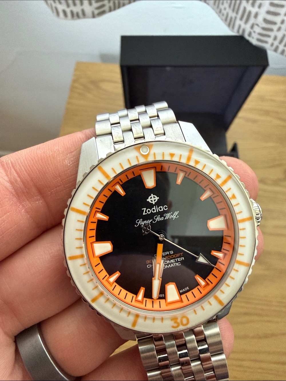 Zodiac Super Sea Wolf Diver’s Watch - Silver/Black/Orange (never worn) - Picture 9 of 10